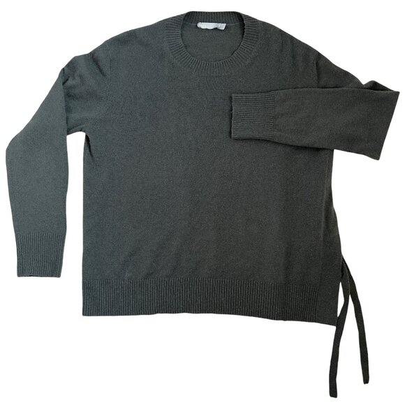 Vince Side Tie Cashmere Crewneck Sweater Green Women's Size M - Picture 1 of 8